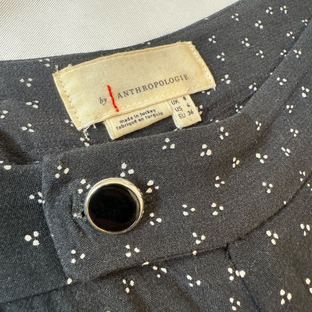 Anthropologie High Rise Wide Leg Cropped Gray-Black Patterned Trousers - Picture 6 of 9